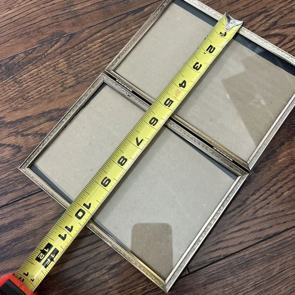 Vintage 5x7 Brass Gold Color Bifold Scroll Photo Picture Frame Double Hinged